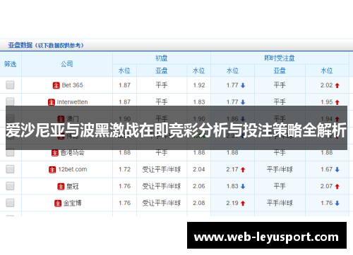 爱沙尼亚与波黑激战在即竞彩分析与投注策略全解析